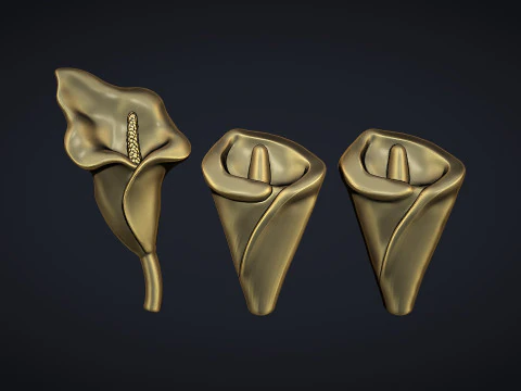Arum Calla Lily Flower Bas Relief 3D Print Model