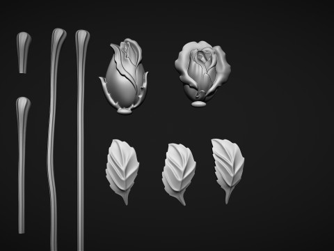 Roses bas relief 3D print model 3Dプリントモデル