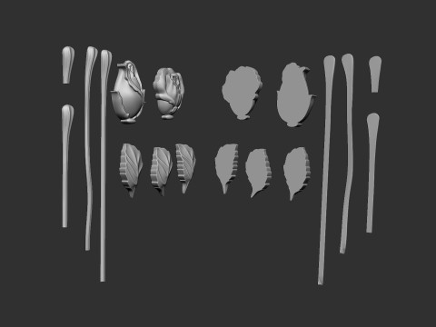 Roses bas relief 3D print model 3Dプリントモデル