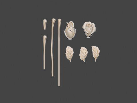 Roses bas relief 3D print model 3Dプリントモデル