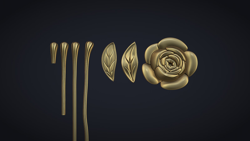Rose Flower Bas Relief 3D 프린트 모델 .c4d .max .obj .3ds .fbx .stl .blend 
