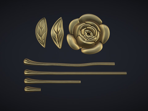 Rose Flower Bas Relief 3D 프린트 모델
