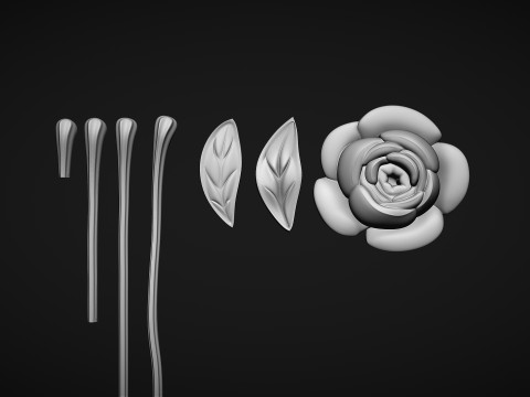 Rose Flower Bas Relief 3D 프린트 모델