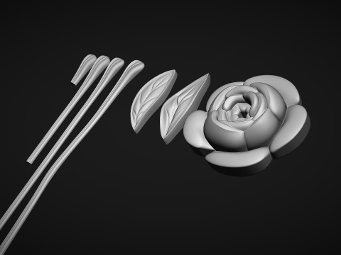 Rose Flower Bas Relief 3D 프린트 모델