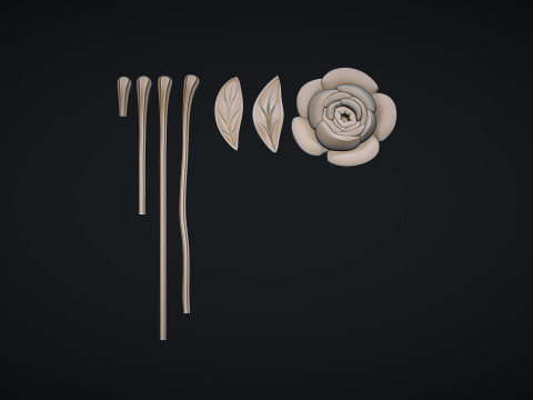 Rose Flower Bas Relief 3D 프린트 모델