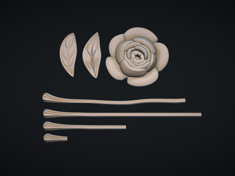 Rose Flower Bas Relief 3D 프린트 모델