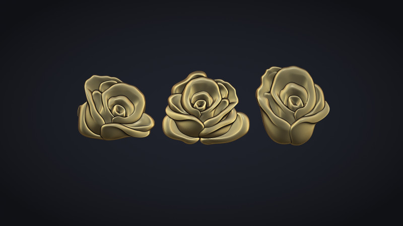 Roses Flower Bas Relief 3D Принт Модель .c4d .max .obj .3ds .fbx .stl .blend 