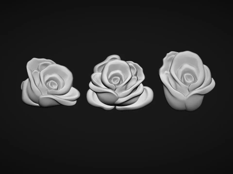 Roses Flower Bas Relief 3D Print Model