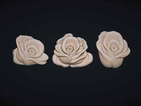 Roses Flower Bas Relief 3D Print Model