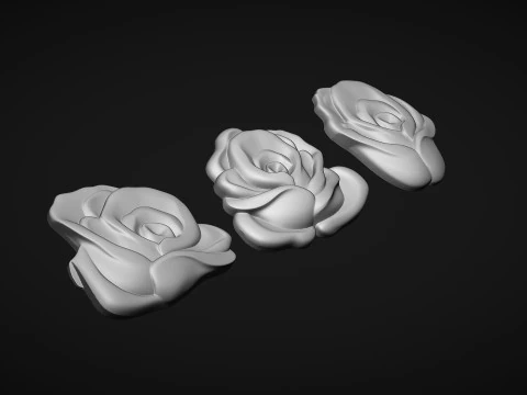 Roses Flower Bas Relief 3D Print Model