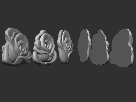Roses Flower Bas Relief 3D Print Model