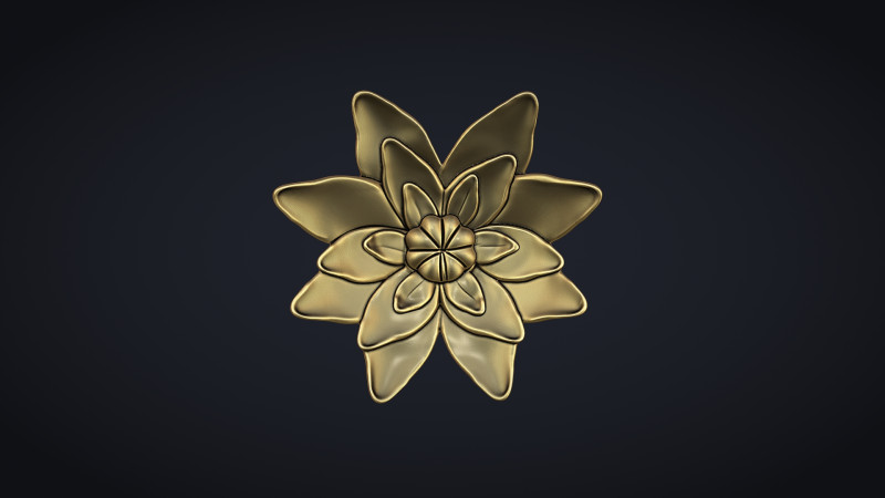 Lotus Flower Bas Relief 3D 打印模型 .c4d .max .obj .3ds .fbx .stl .blend 