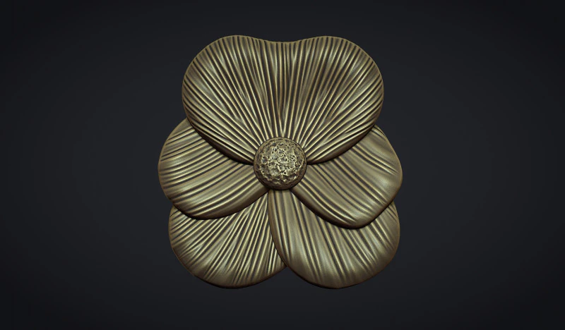 Барельеф с цветком анютины глазки 3D Принт Модель .c4d .max .obj .3ds .fbx .stl .blend 