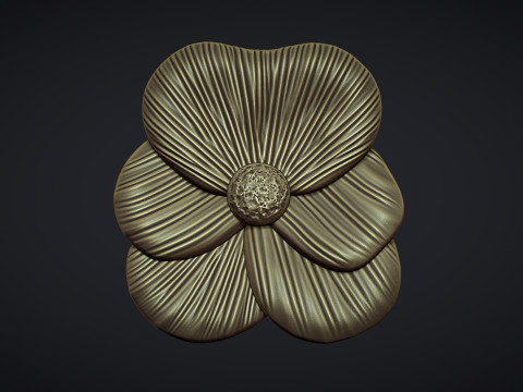 Pansy flower bas relief 3D प्रिंट मॉडल