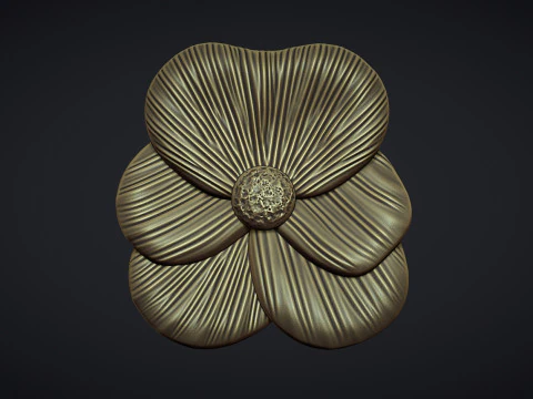 Барельеф с цветком анютины глазки 3D Принт Модель