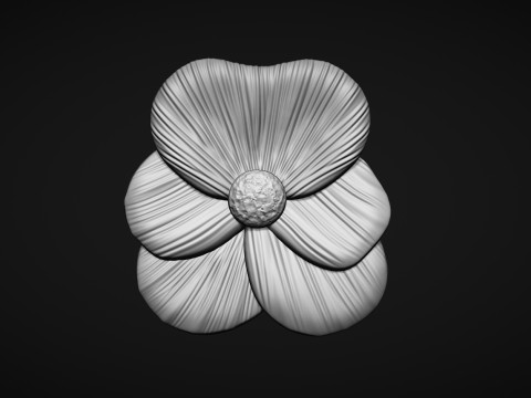 Pansy flower bas relief 3D Print Model