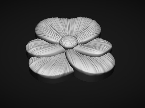 Pansy flower bas relief 3D Print Model
