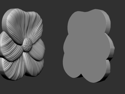 Pansy flower bas relief 3D Print Model