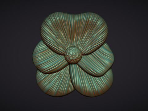 Pansy flower bas relief 3D Print Model