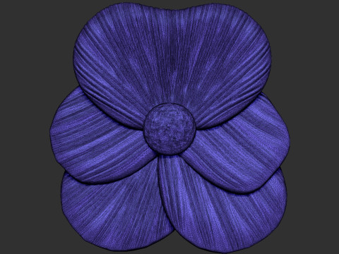 Pansy flower bas relief 3D Print Model