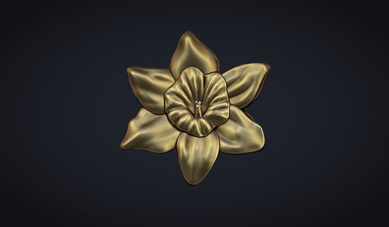 Daffodil Flower Bas Relief Modello di stampa 3D .c4d .max .obj .3ds .fbx .stl .blend 