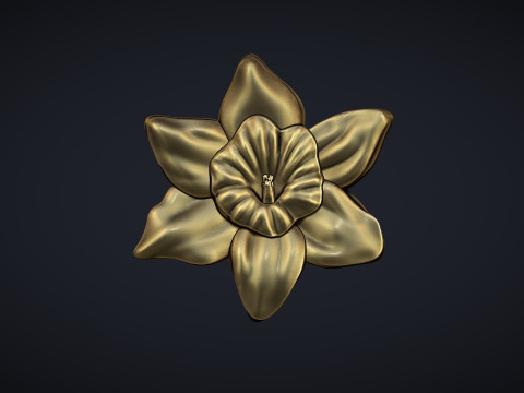 Daffodil Flower Bas Relief 3D प्रिंट मॉडल