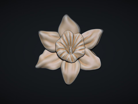 Daffodil Flower Bas Relief Modello di stampa 3D