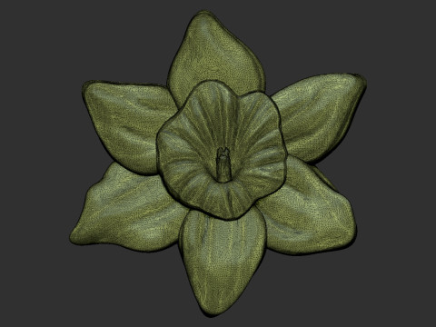 Daffodil Flower Bas Relief Modello di stampa 3D