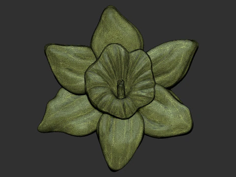 Daffodil Flower Bas Relief 3D Print Model