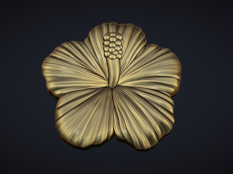 Hibiscus Flower Bas Relief 3D प्रिंट मॉडल