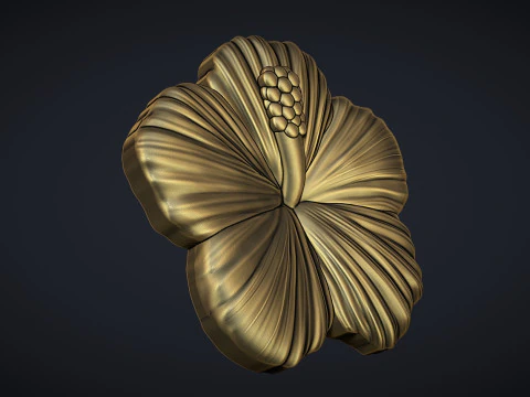 Hibiscus Flower Bas Relief 3D Print Model