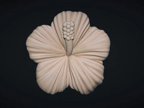 Hibiscus Flower Bas Relief 3D Print Model