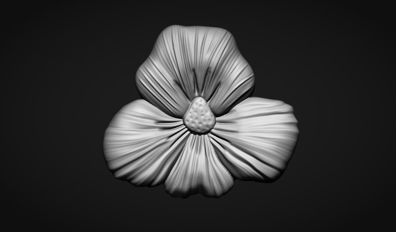 Viola Pansy Flower Bas Relief 3D Принт Модель .c4d .max .obj .3ds .fbx .stl .blend 