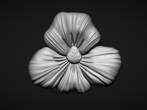 Viola Pansy Flower Bas Relief 3D प्रिंट मॉडल