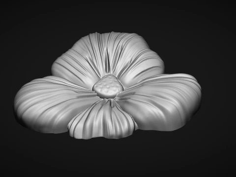 Viola Pansy Flower Bas Relief 3D Print Model
