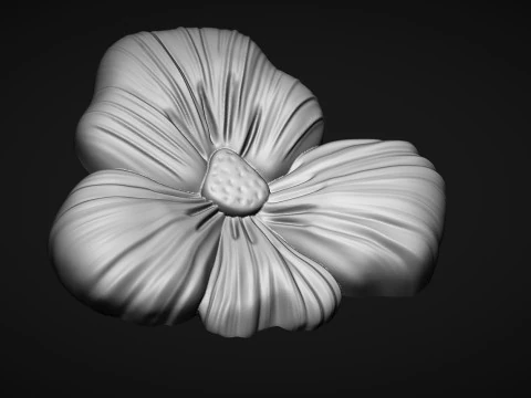 Viola Pansy Flower Bas Relief 3D Print Model