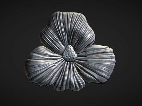 Viola Pansy Flower Bas Relief 3D Print Model