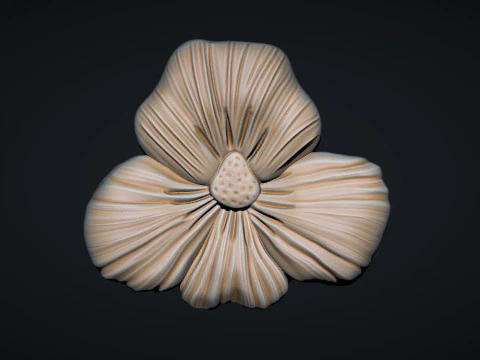 Viola Pansy Flower Bas Relief 3D Print Model