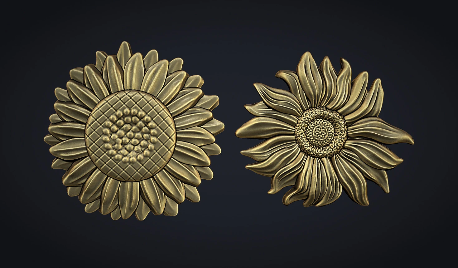 Sunflowers bas relief 3D Print Model .c4d .max .obj .3ds .fbx .stl .blend 