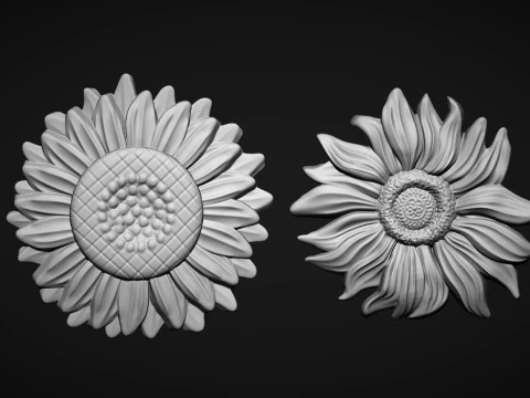 Sunflowers bas relief 3D Print Model
