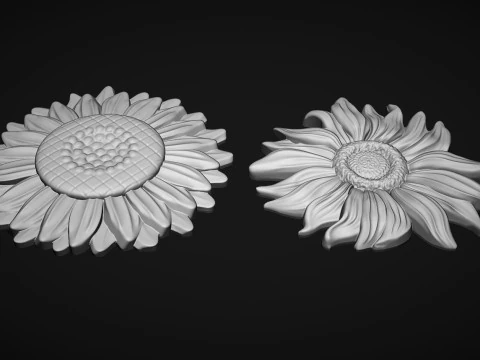 Sunflowers bas relief 3D Print Model