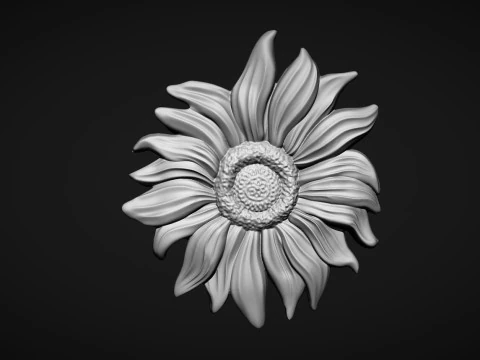 Sunflowers bas relief 3D Print Model