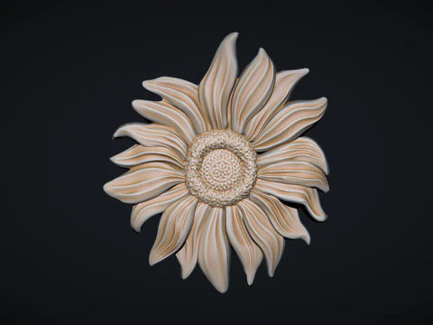 Sunflowers bas relief 3D Print Model