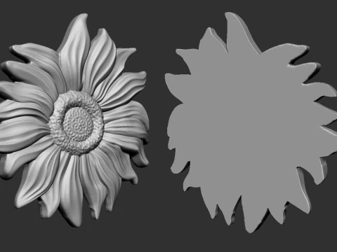 Sunflowers bas relief 3D Print Model