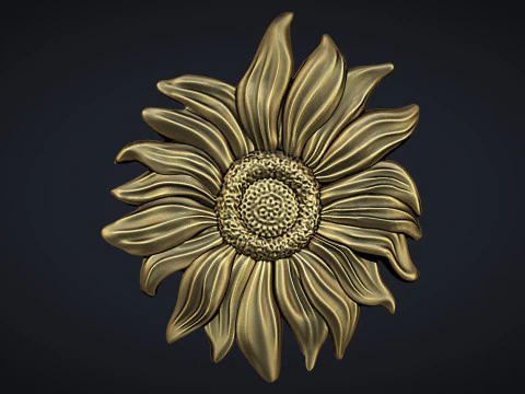 Sunflowers bas relief 3D Print Model