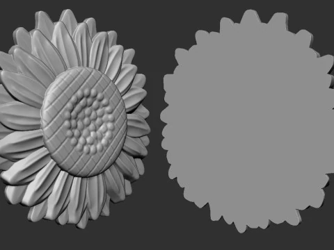Sunflowers bas relief 3D Print Model