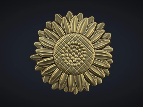 Sunflowers bas relief 3D Print Model