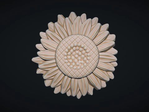 Sunflowers bas relief 3D Print Model