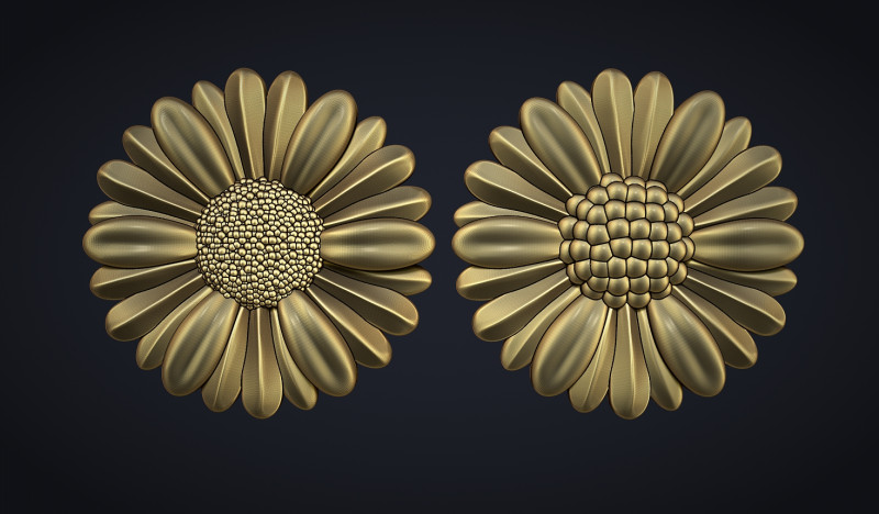 Daisy flowers bas relief 3D 프린트 모델 .c4d .max .obj .3ds .fbx .stl .blend 