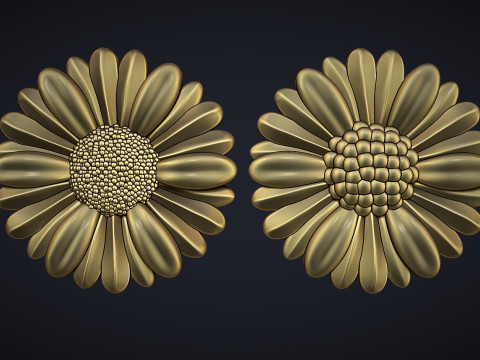 Daisy flowers bas relief 3D प्रिंट मॉडल